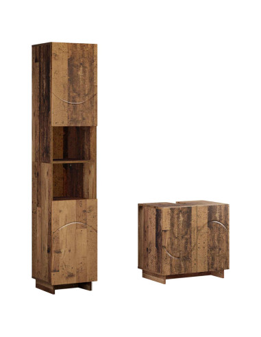 Set mobili da bagno 2 pz Legno antico Legno ingegnerizzato
