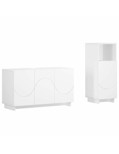 Set mobili da bagno 2 pz Bianco Legno ingegnerizzato