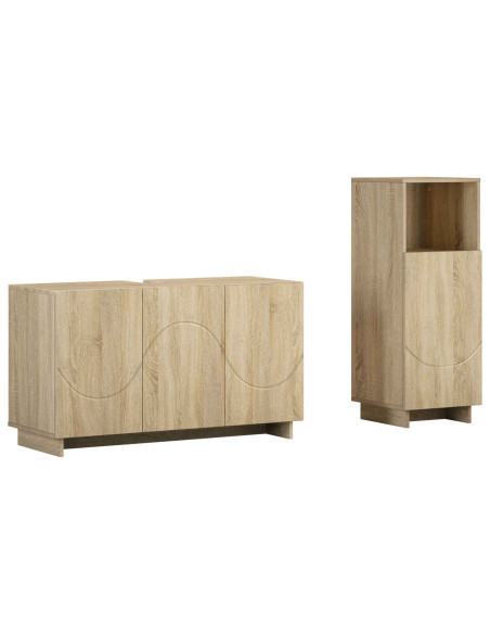 Set mobili da bagno 2 pz Rovere Sonoma Legno ingegnerizzato