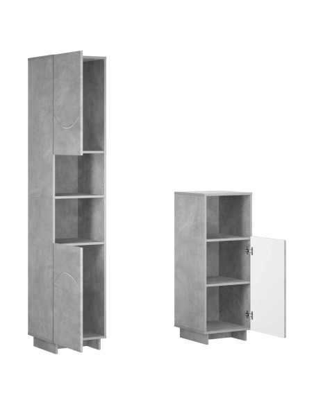Set mobili da bagno 2 pz Grigio Cemento Legno ingegnerizzato