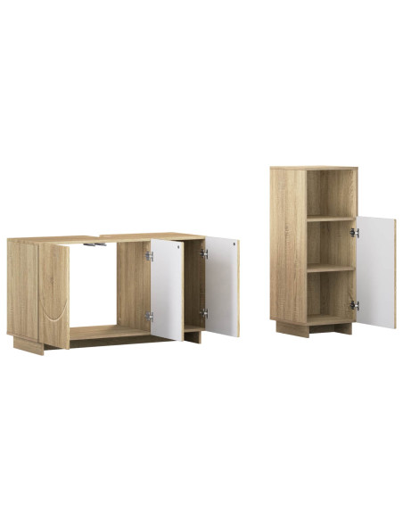 Set mobili da bagno 2 pz Rovere Sonoma Legno ingegnerizzato