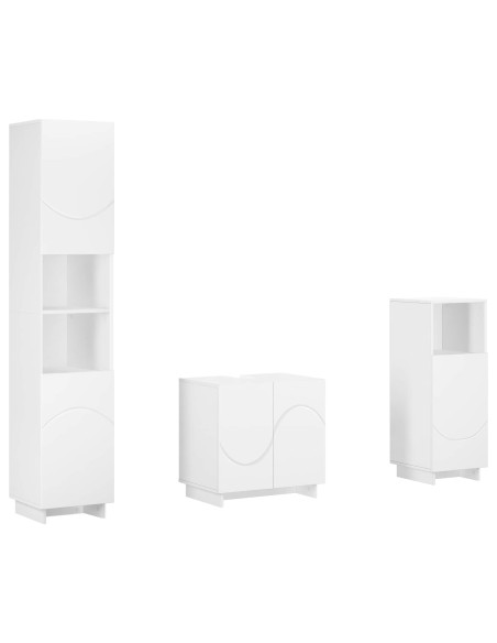 Set mobili da bagno 3 pz Bianco Legno ingegnerizzato