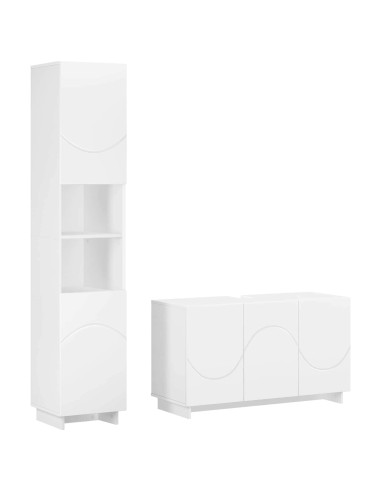 Set mobili da bagno 2 pz Bianco Legno ingegnerizzato