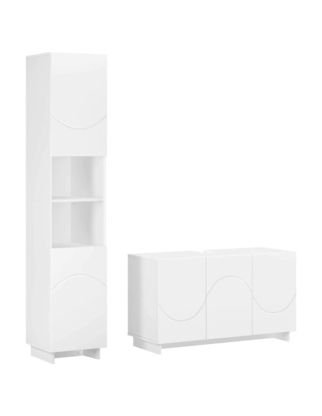 Set mobili da bagno 2 pz Bianco Legno ingegnerizzato