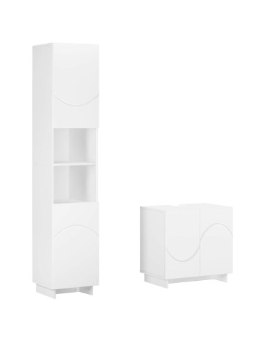Set mobili da bagno 2 pz Bianco Legno ingegnerizzato