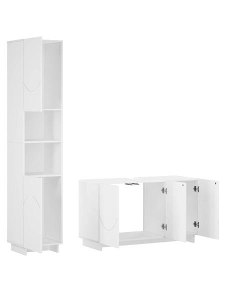 Set mobili da bagno 2 pz Bianco Legno ingegnerizzato