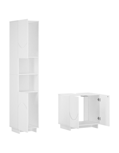 Set mobili da bagno 2 pz Bianco Legno ingegnerizzato