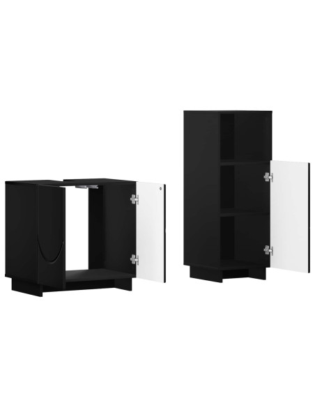 Set mobili da bagno 2 pz Nero Legno ingegnerizzato