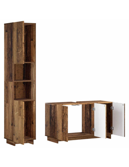 Set mobili da bagno 2 pz Legno antico Legno ingegnerizzato