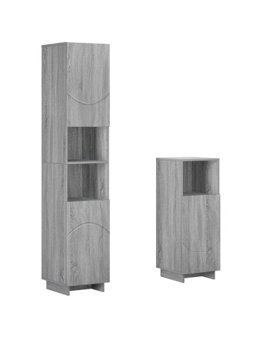 Set mobili da bagno 2 pz Sonoma grigio Legno ingegnerizzato