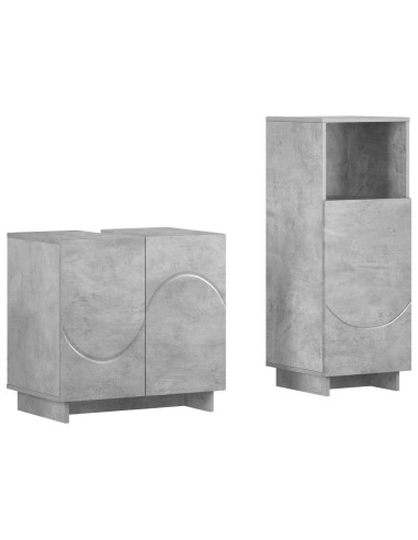 Set mobili da bagno 2 pz Grigio Cemento Legno ingegnerizzato