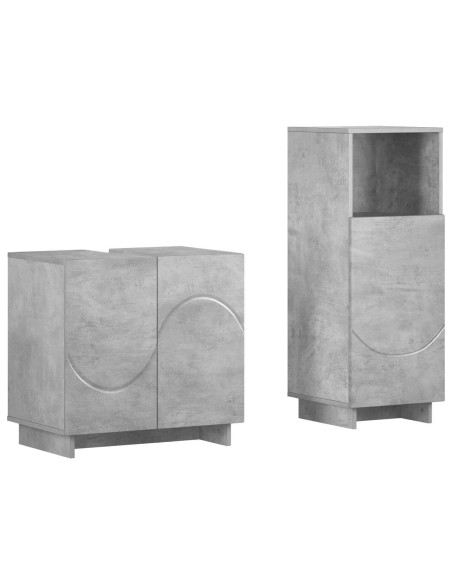 Set mobili da bagno 2 pz Grigio Cemento Legno ingegnerizzato
