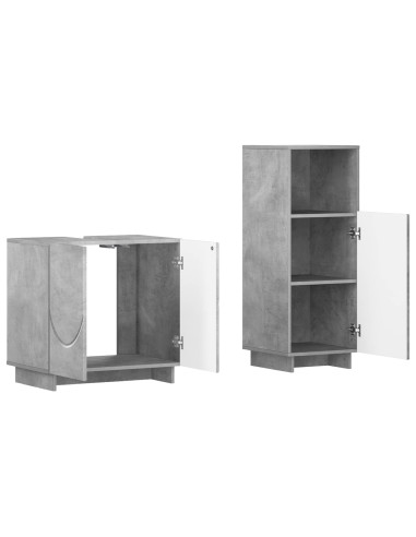 Set mobili da bagno 2 pz Grigio Cemento Legno ingegnerizzato