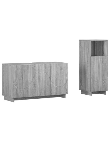 Set mobili da bagno 2 pz Sonoma grigio Legno ingegnerizzato