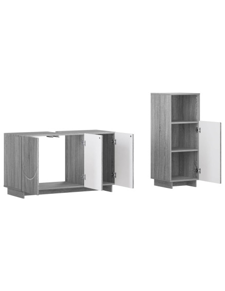 Set mobili da bagno 2 pz Sonoma grigio Legno ingegnerizzato