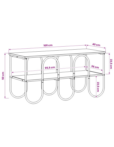 Supporto TV 100 x 40 x 50 cm Rovere Fumo Legno multistrato