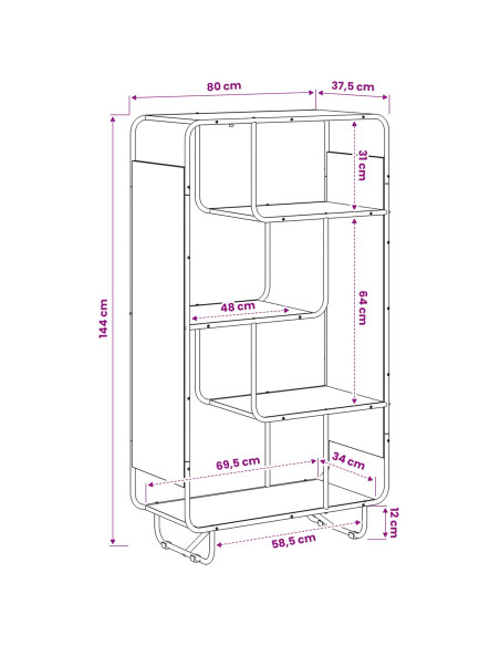 Credenza Legno antico 80 x 37.5 x 144 cm Legno ingegnerizzato
