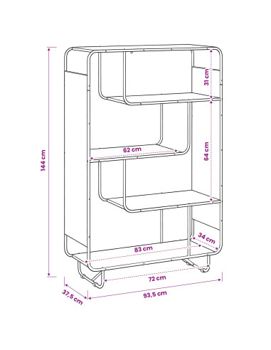 Credenza Sonoma grigio 93.5 x 37.5 x 144 cm