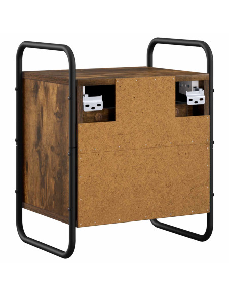 Mobiletto da Letto Appeso Rovere Fumo 40 x 30 x 50 cm