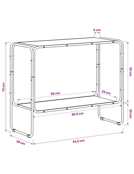 Credenza Sonoma grigio 93.5 x 38 x 75 cm Legno ingegnerizzato