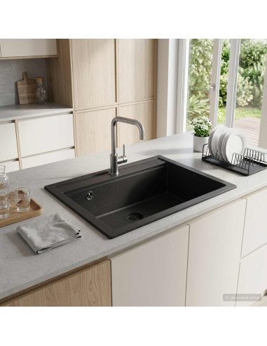 Lavello cucina vasca singola Granito 60 x 51 x 30.5 cm Grafite