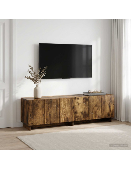 Supporto TV 140 x 34.5 x 40 cm Rovere Fumo Legno ingegnerizzato