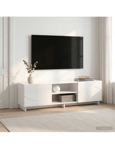 Supporto TV 140 x 34.5 x 40 cm Bianco Lucido