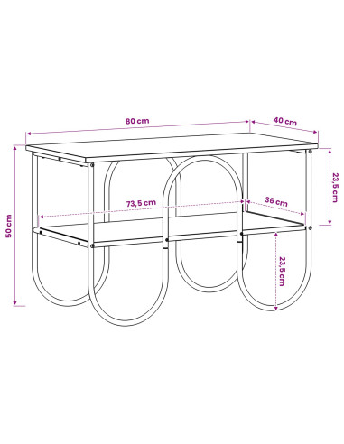 Supporto TV 80 x 40 x 50 cm Rovere Nero Legno multistrato