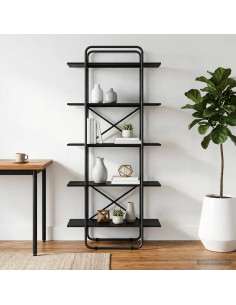 Libreria 5 livelli 60 x 35 x 175,5 cm PB Rovere Nero