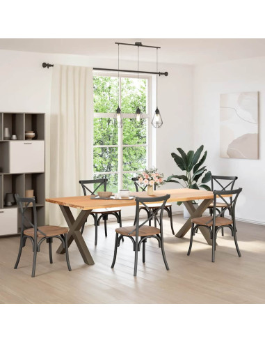 Gambe per tavolo da pranzo a forma di X 2 pz in acciaio naturale 90x(72-73) cm