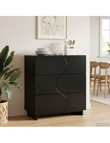 Credenza Nero 70 x 38 x 75 cm Legno ingegnerizzato
