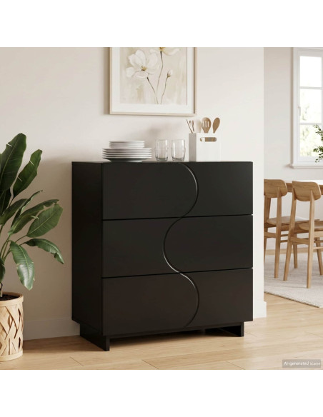 Credenza Nero 70 x 38 x 75 cm Legno ingegnerizzato