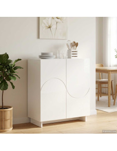 Credenza Bianco Lucido 67 x 34,5 x 75 cm Legno ingegnerizzato