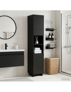 Mobile da bagno Nero 36.5 x 38 x 180 cm Legno ingegnerizzato