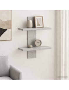 Scaffale da parete Grigio Cemento 30 x 13,5 x 43 cm