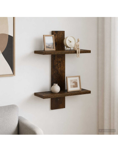 Scaffale da parete Rovere Fumo 30 x 13.5 x 43 cm