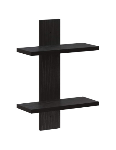 Scaffale da parete Rovere Nero 30 x 13,5 x 43 cm
