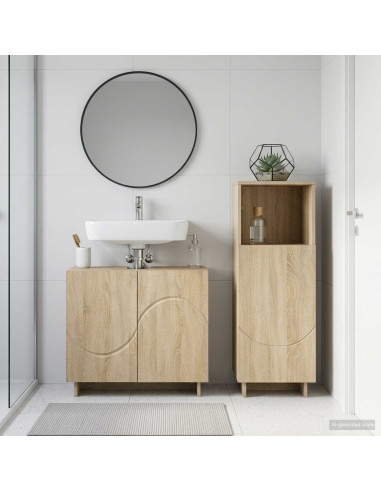 Set mobili da bagno 2 pz Rovere Sonoma Legno ingegnerizzato