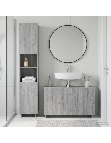 Set mobili da bagno 2 pz Sonoma grigio Legno ingegnerizzato