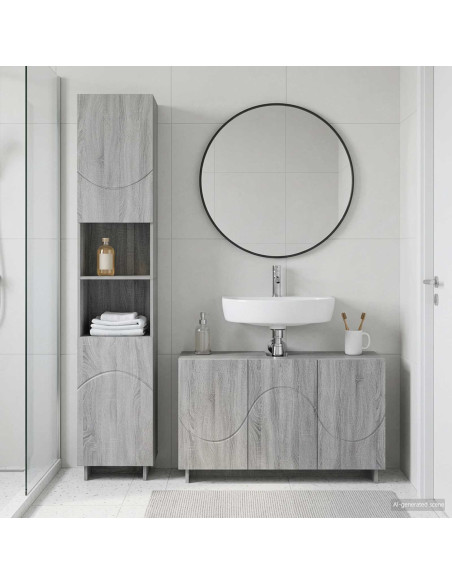 Set mobili da bagno 2 pz Sonoma grigio Legno ingegnerizzato