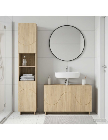 Set mobili da bagno 2 pz Rovere Sonoma Legno ingegnerizzato