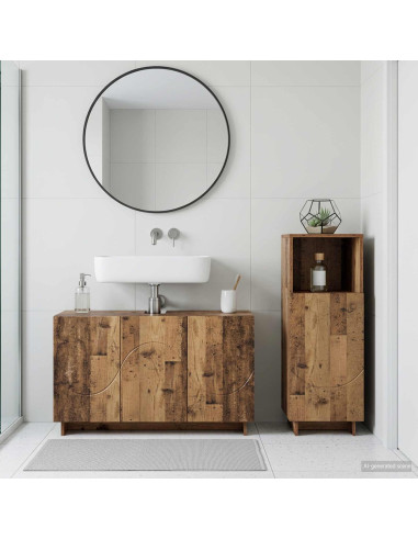 Set mobili da bagno 2 pz Legno antico Legno ingegnerizzato