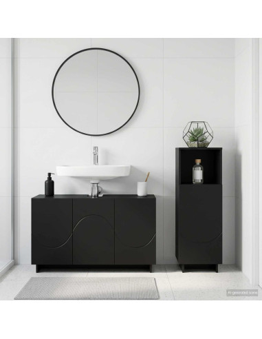 Set mobili da bagno 2 pz Nero Legno ingegnerizzato