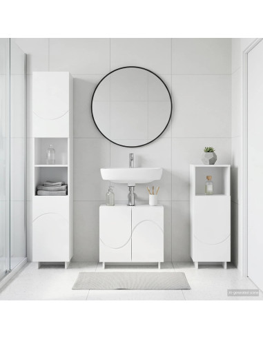 Set mobili da bagno 2 pz Bianco Lucido Legno ingegnerizzato