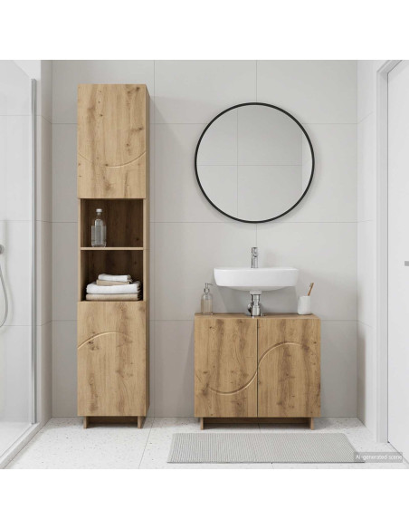 Set mobili da bagno 2 pz Rovere Artigianale