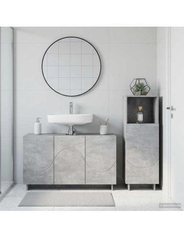 Set mobili da bagno 2 pz Grigio Cemento Legno ingegnerizzato