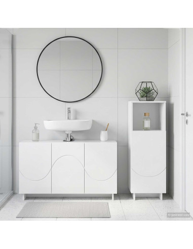 Set mobili da bagno 2 pz Bianco Lucido Legno ingegnerizzato