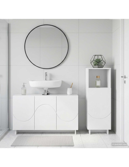 Set mobili da bagno 2 pz Bianco Lucido Legno ingegnerizzato