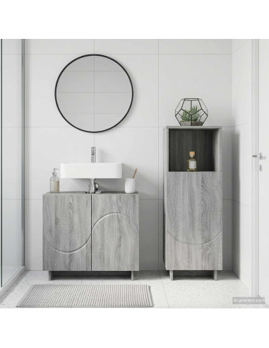 Set mobili da bagno 2 pz Sonoma grigio Legno ingegnerizzato