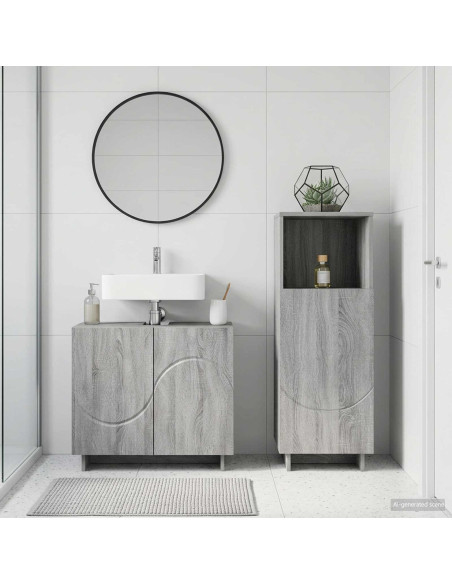 Set mobili da bagno 2 pz Sonoma grigio Legno ingegnerizzato